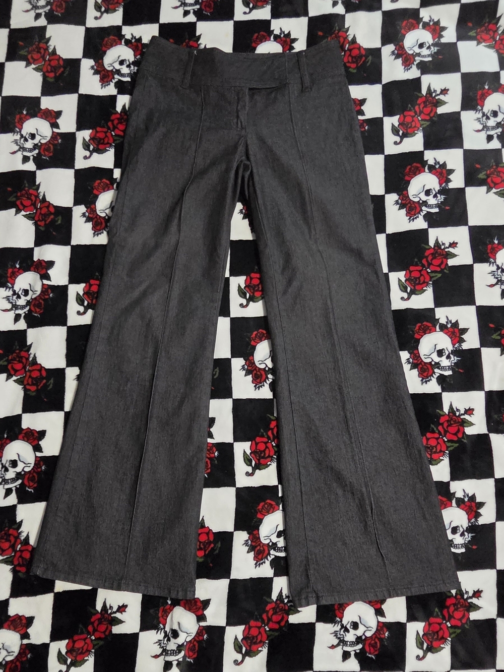 Y2K Bisou Bisou Michele Bohbot Dark Grey Seamed Flare Pants